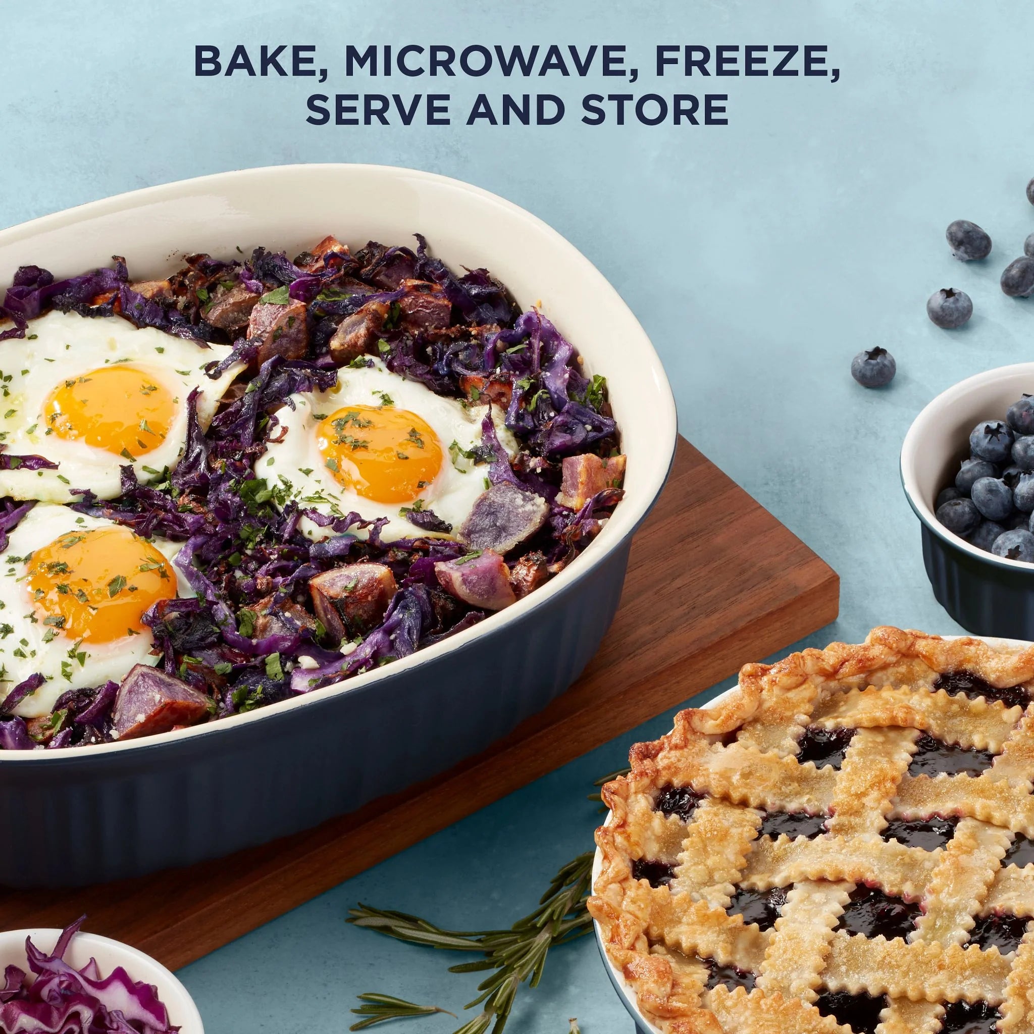 10-piece Oval Bakeware Set, Navy - Image 3