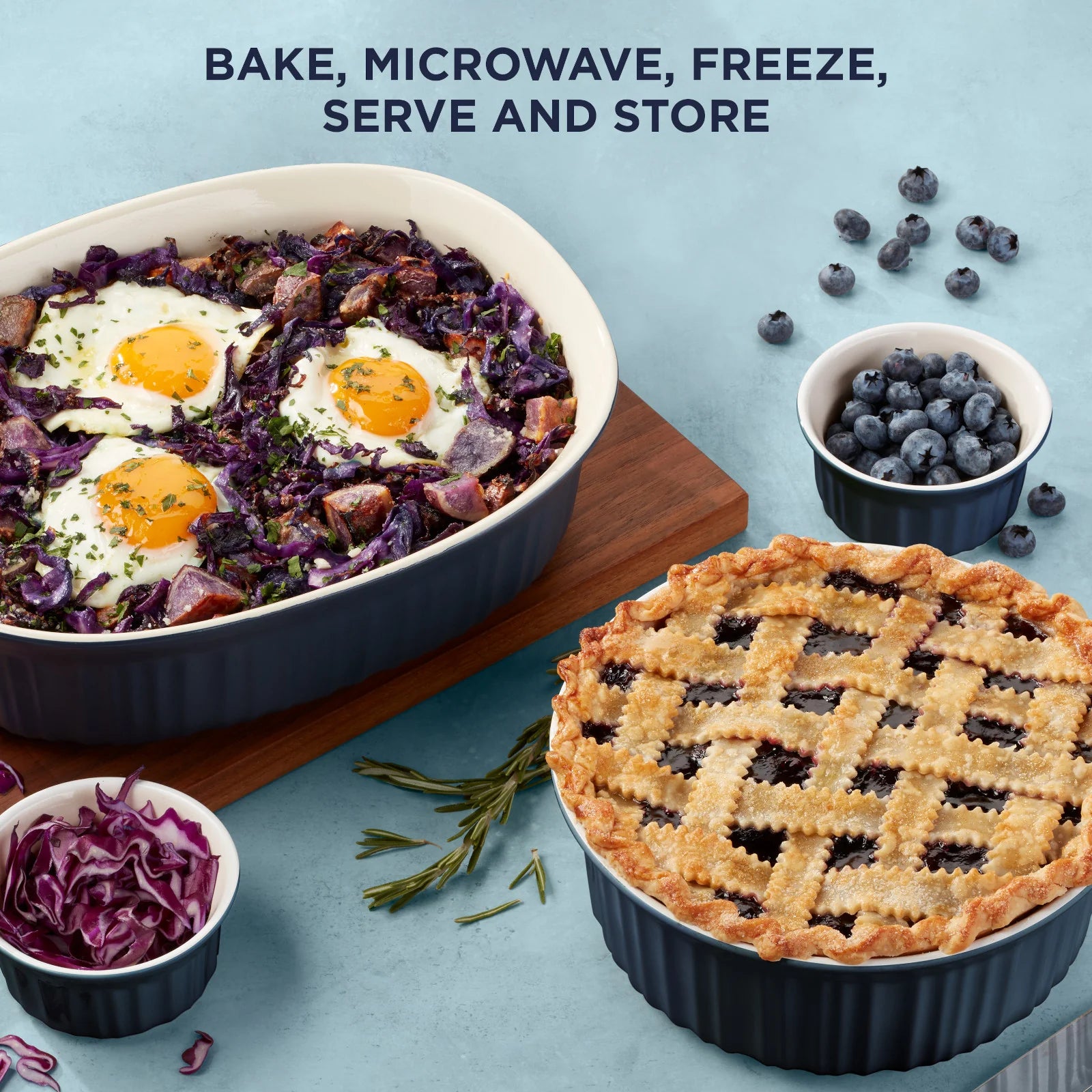 12-piece Oval Bakeware Set, Navy - Image 3