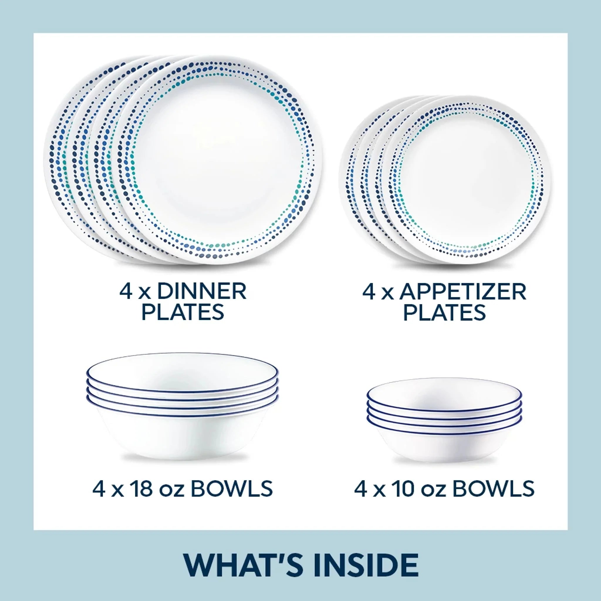 Ocean Blues 16-piece Mugless Dinnerware Set, Service of 4 - Image 2