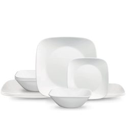 Square™ Pure White 12-piece Dinnerware Set with Appetizer Plates, Service for 4