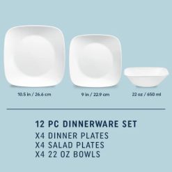 Alternative view of Square™ Pure White 12-piece Dinnerware Set, Service for 4