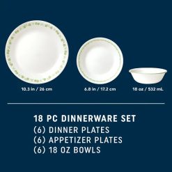 Alternative view of Spring Blossom Green 18-piece Dinnerware Set, Service for 6