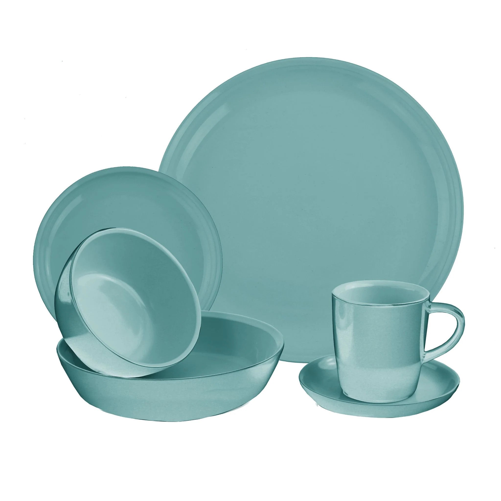 6-piece Pool Blue Dinnerware Set , Service for 1