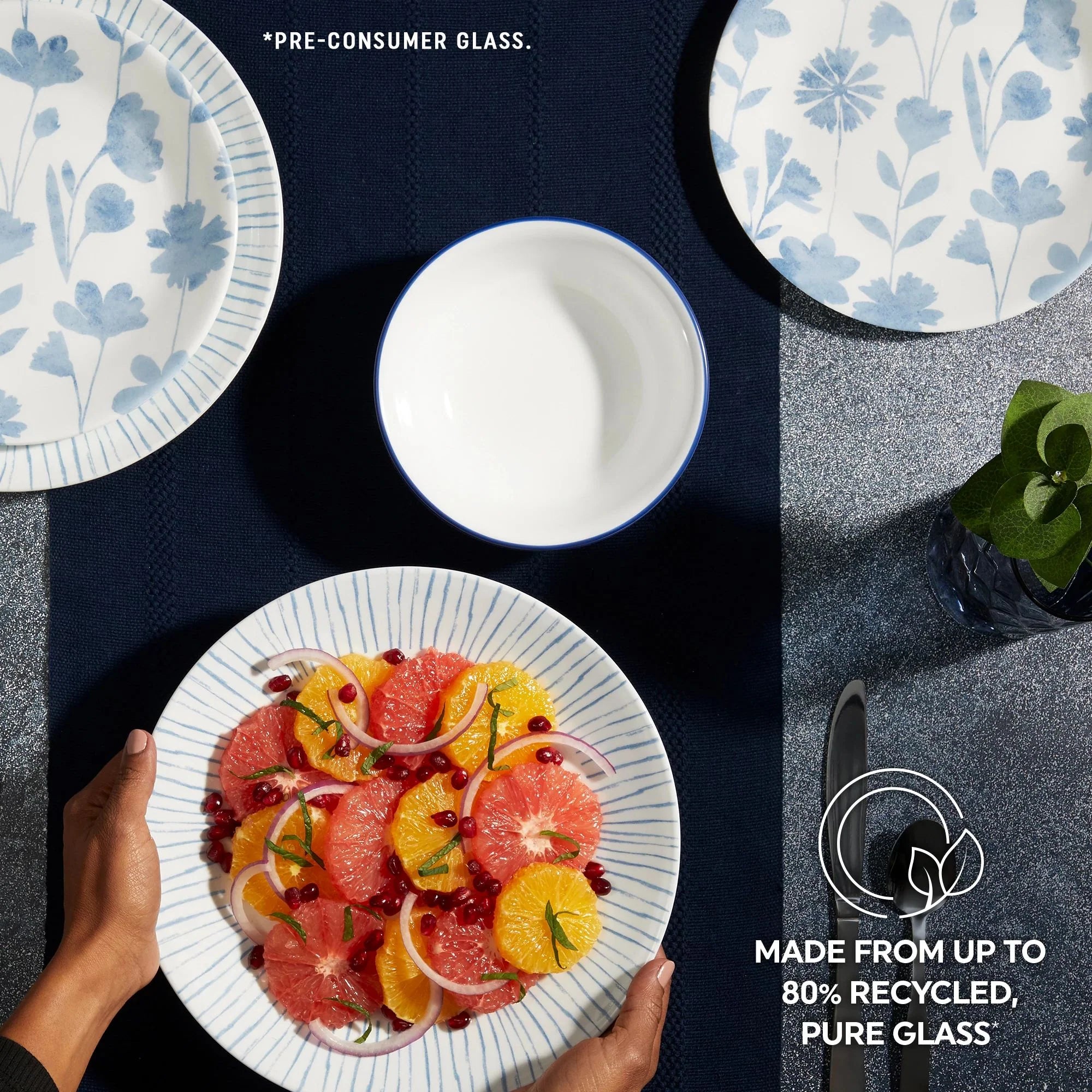 Botanical Stripes 12-piece Dinnerware Set, Service for 4 - Image 6