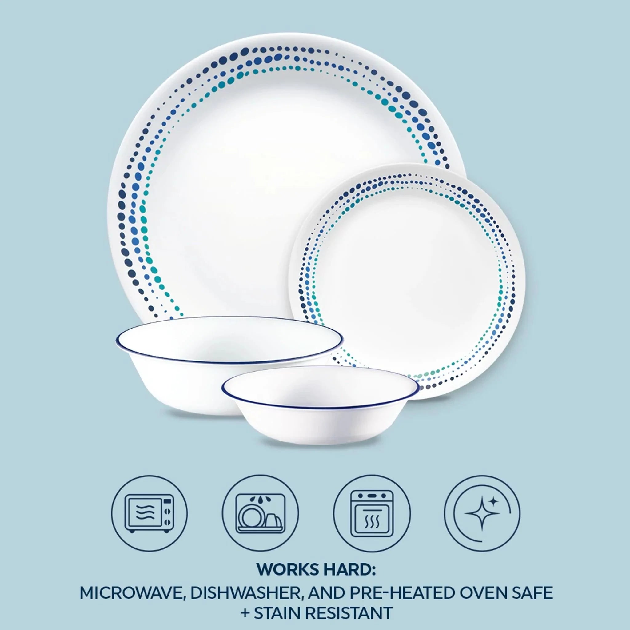 Ocean Blues 16-piece Mugless Dinnerware Set, Service of 4 - Image 5