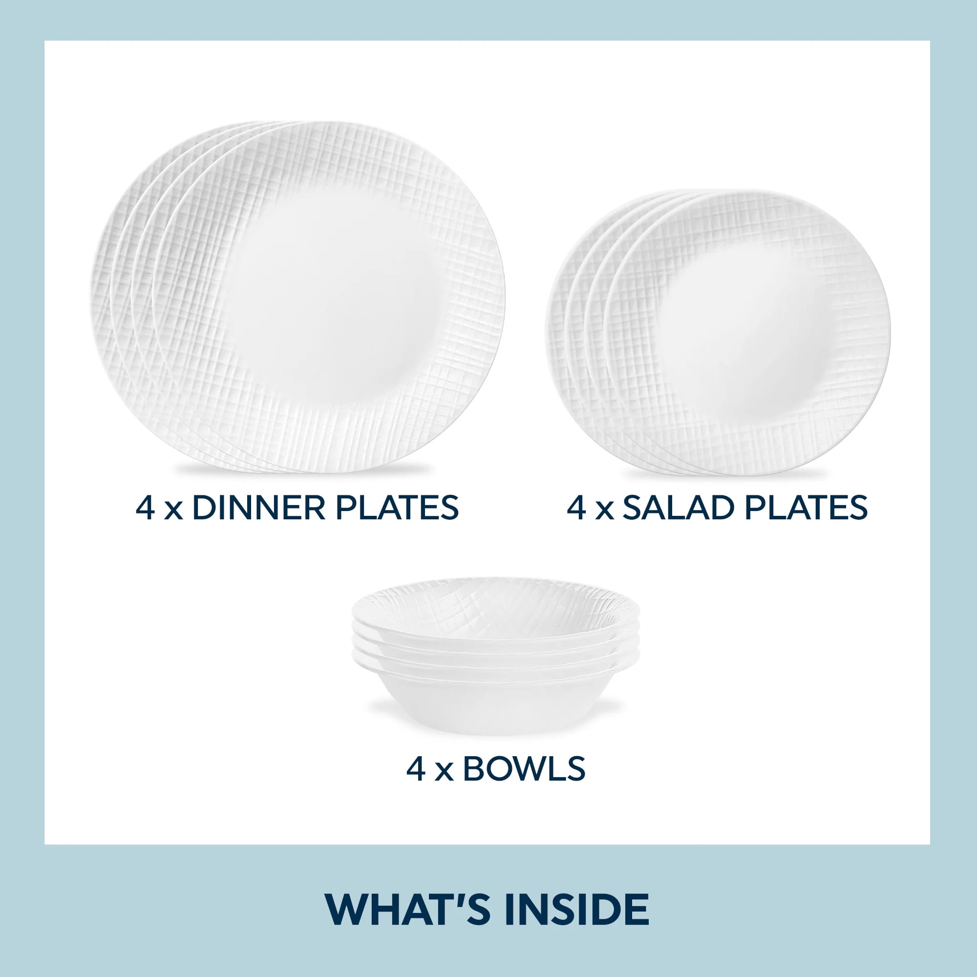 Linen Weave 12-piece Dinnerware Set, Service for4 - Image 2