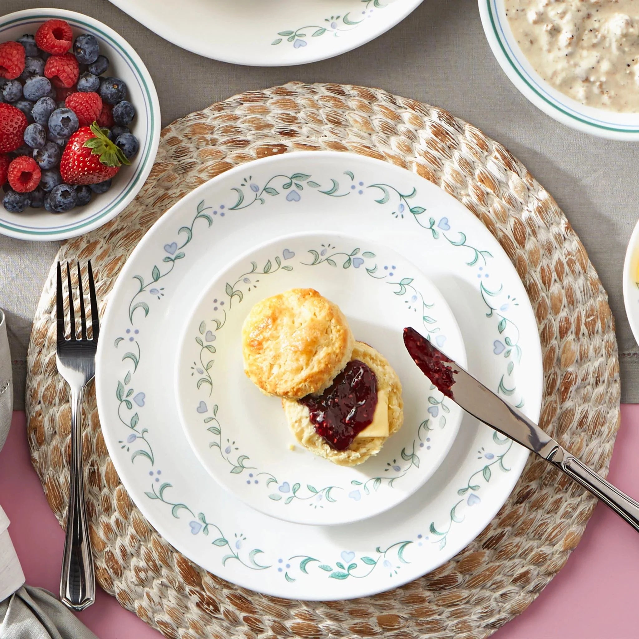 Country Cottage 12-piece Dinnerware Set, Service for 4 - Image 2